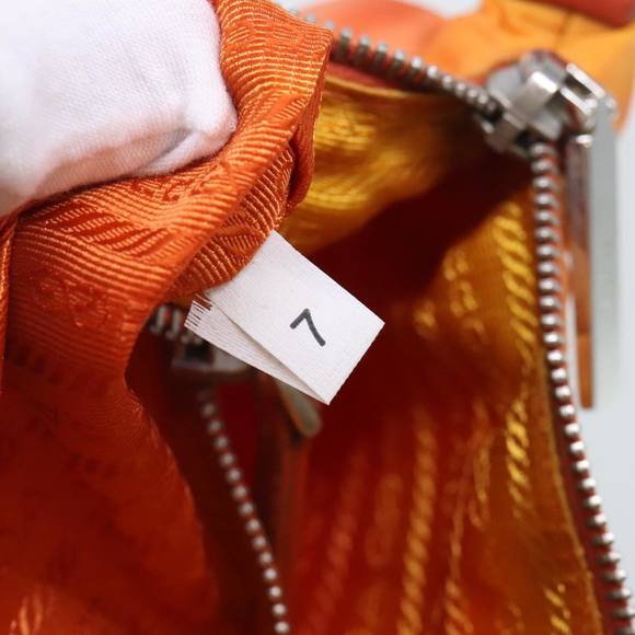 PRADA Shoulder Bag Nylon Orange Silver Auth 89359 - Picture 11 of 16